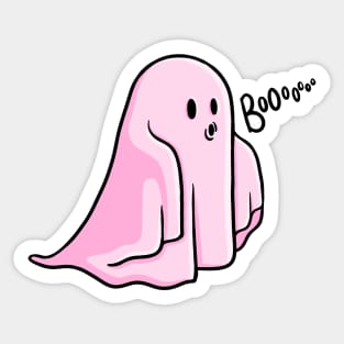 Cute Pink Ghost Saying Boo Illustration Sticker